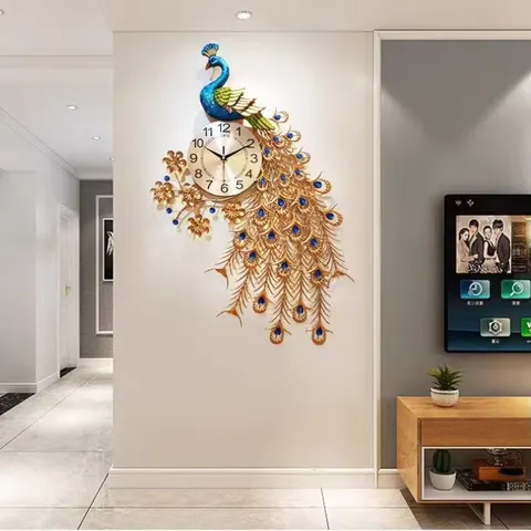 Factory Direct Sales Peacock Ironwork Art Home Furnishings Decoration Iron Mute Wall Clock