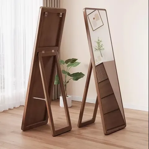 Factory Direct Sales Solid Wood Home Porch Wall Hanging Wall Mirror Nordic Wind Girl Floor Mirror Home Room Mirror