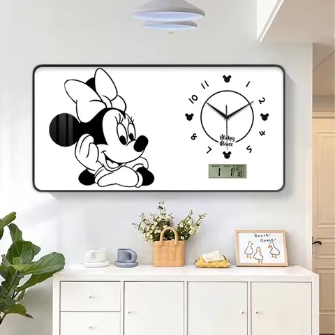 Factory Direct Sales to Mickey's Living Room Clock Decorative Painting Home Decor Wall Art with Clock Large Flip Clock