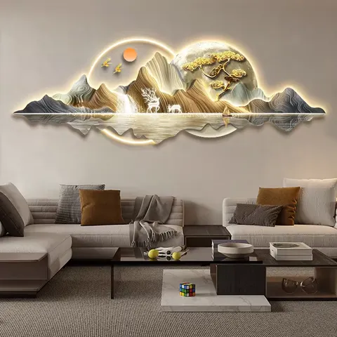 Factory Direct Sales UV Engraving Acrylic LED Painting Sofa Background Wall Art