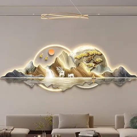 抽象 单幅 装饰画 现代简约 客厅背景墙挂画 LED带灯画