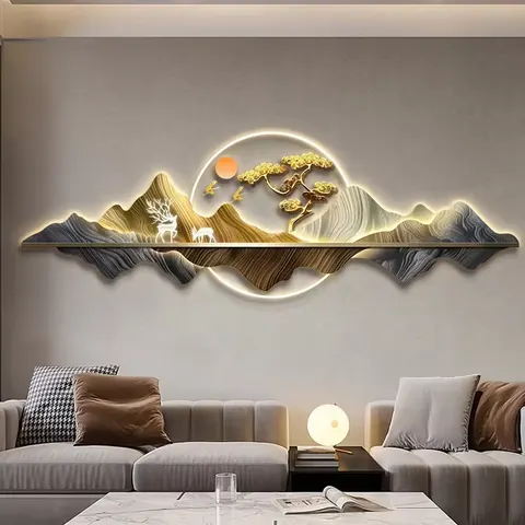 抽象 单幅 装饰画 现代简约 客厅背景墙挂画 LED带灯画