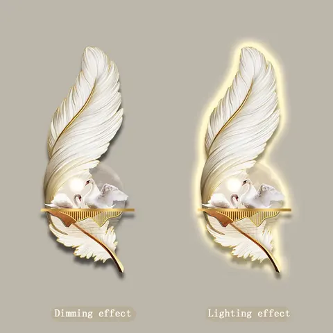 Factory Direct Sales UV Engraving Art Home Decor Paintings Swan Feathers Glowed LED Decor Painting