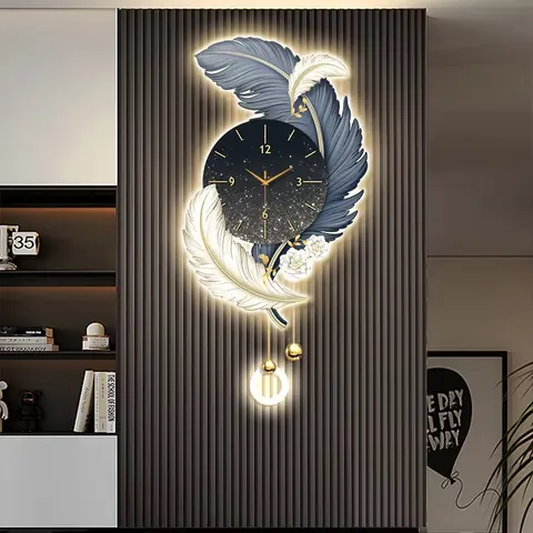 Factory Direct Sales UV Printing Feathers Art Home Decor Painting Metal Pendant Glowed Acrylic LED Painting