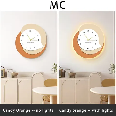 挂钟组合 单幅 装饰画 现代简约 客厅背景墙挂画 LED带灯画
