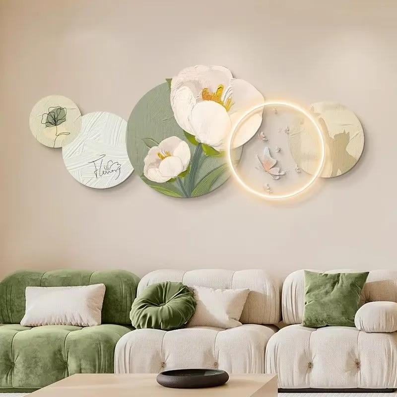 Factory Direct Supply of High-grade Sofa Background Mural Acrylic Crystal Porcelain Wall Art LED Light Painting Home Decoration