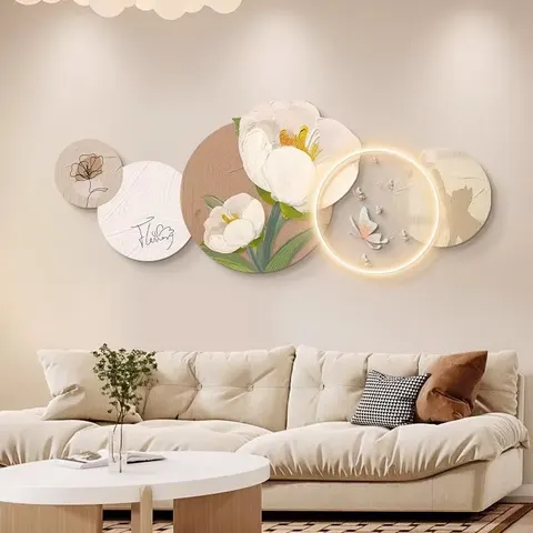 Factory Direct Supply of High-grade Sofa Background Mural Acrylic Crystal Porcelain Wall Art LED Light Painting Home Decoration