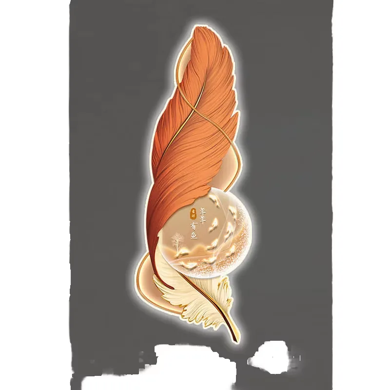 Factory Direct UV Printing Acrylic Feather Clock Painting Wall Art LED Home Improvement Lights Decorative Landscape