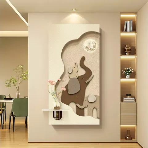 Factory Wholesale Abstraction Elephant Sandstone Art Home Decor Painting Corridor Background Wall LED Painting