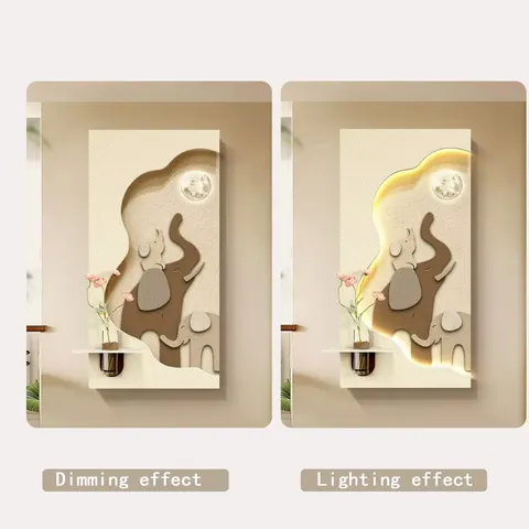 Factory Wholesale Abstraction Elephant Sandstone Art Home Decor Painting Corridor Background Wall LED Painting