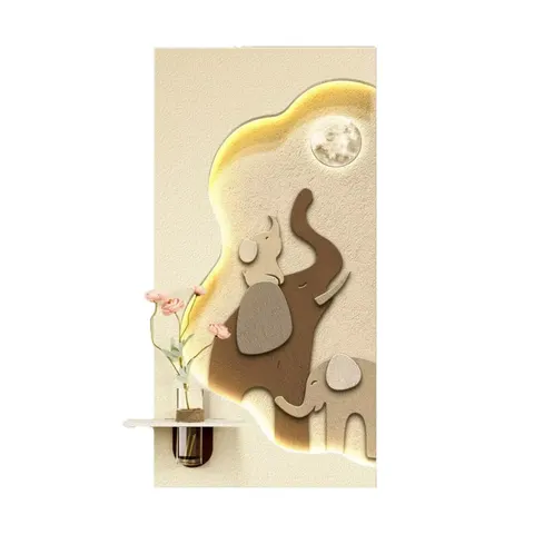 Factory Wholesale Abstraction Elephant Sandstone Art Home Decor Painting Corridor Background Wall LED Painting