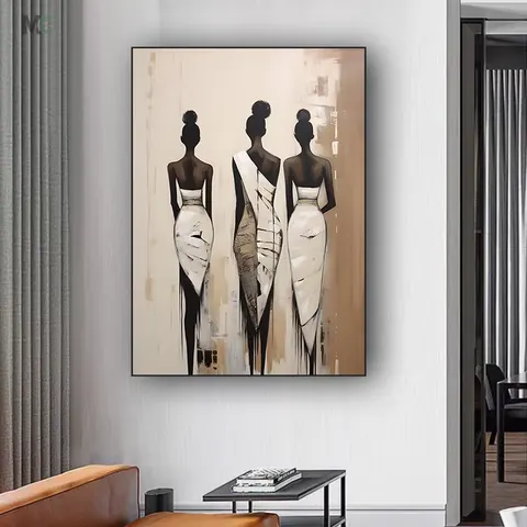 Factory Wholesale African Women Wall Decor Paintings Living Room Background Wall Aluminum Alloy Frame Crystal Porcelain Painting