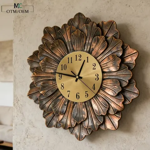 Factory Wholesale American Style Retro Metal Wall Clock Simplicity Living Room Creativity Art Mute Wall Clock