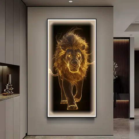 动物 单幅 装饰画 现代简约 玄关背景墙挂画 LED带灯画