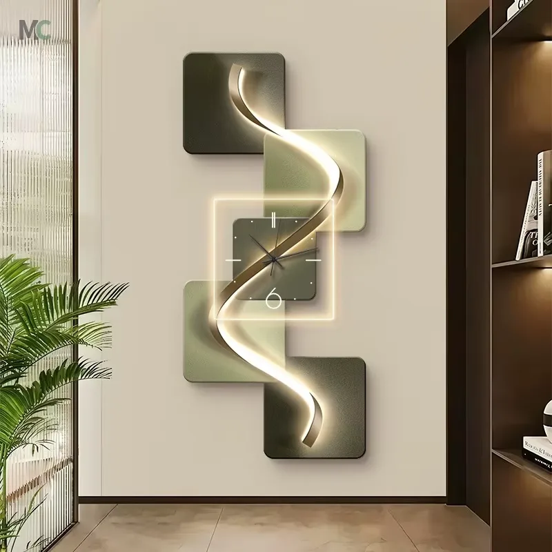 Factory Wholesale Corridor Porch Art Clock Wall Decor Painting Living Room Creative Led Luminous Acrylic Painting