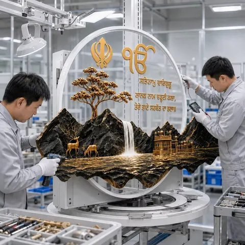 Factory Wholesale Custom Ek Onkar Painting Khanda Landscape Artwork Modern Decorative Hanging Art OEM ODM Direct Manufacturer