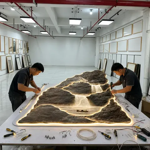 Factory Wholesale Custom LED Wall Art Light Luxury Landscape Hanging Painting Bulk Order Manufacturer Supply Decorative Mural