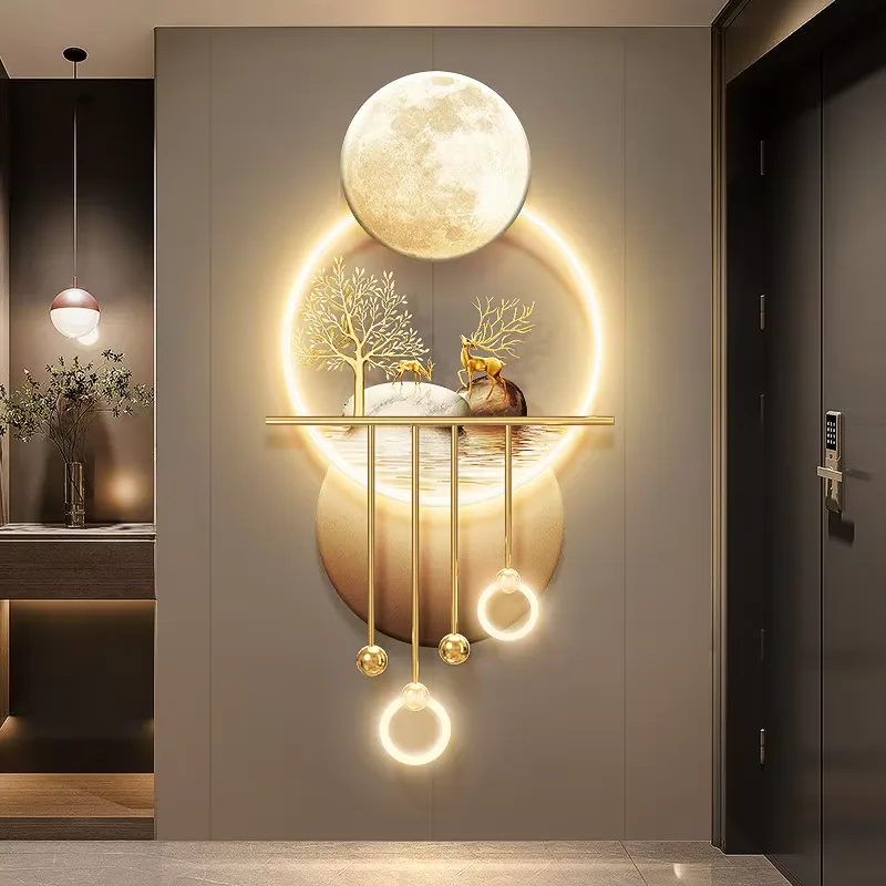 Factory Wholesale Customization Corridor Entrance Hall Metal Pendant Acrylic LED Painting Elk Art Home Decor Paintings
