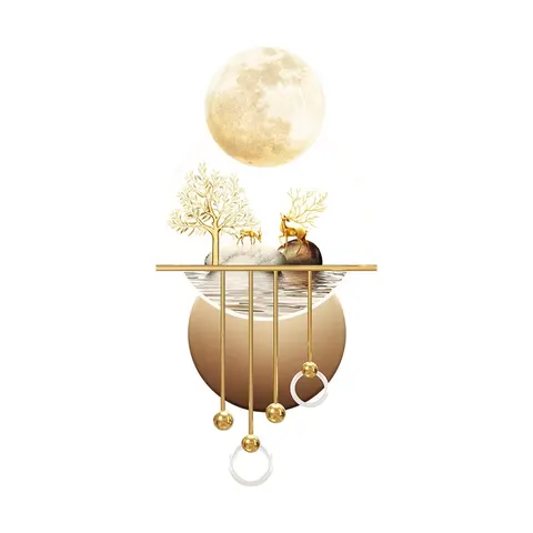 Factory Wholesale Customization Corridor Entrance Hall Metal Pendant Acrylic LED Painting Elk Art Home Decor Paintings
