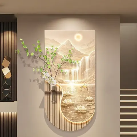 Factory Wholesale Customization Double-layer Crystal Porcelain Painting Hydroponics Green Plants LED Decor Painting