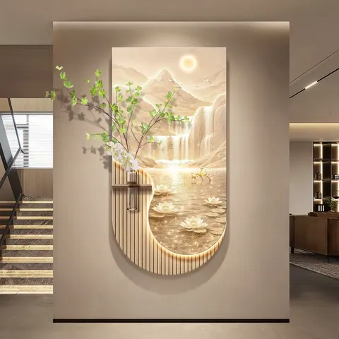 Factory Wholesale Customization Double-layer Crystal Porcelain Painting Hydroponics Green Plants LED Decor Painting