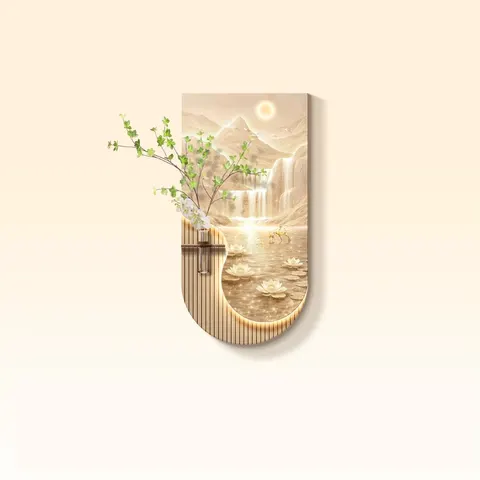 Factory Wholesale Customization Double-layer Crystal Porcelain Painting Hydroponics Green Plants LED Decor Painting