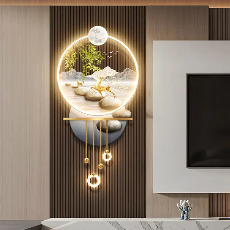 Factory Wholesale Customization Elk Art Home Furnishings Decorative Painting Metal Pendant Acrylic LED Painting