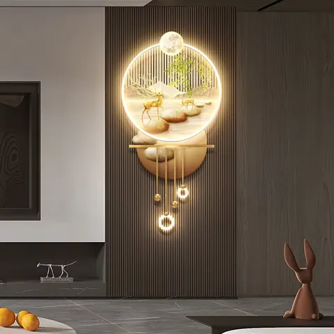 Factory Wholesale Customization Elk Art Home Furnishings Decorative Painting Metal Pendant Acrylic LED Painting