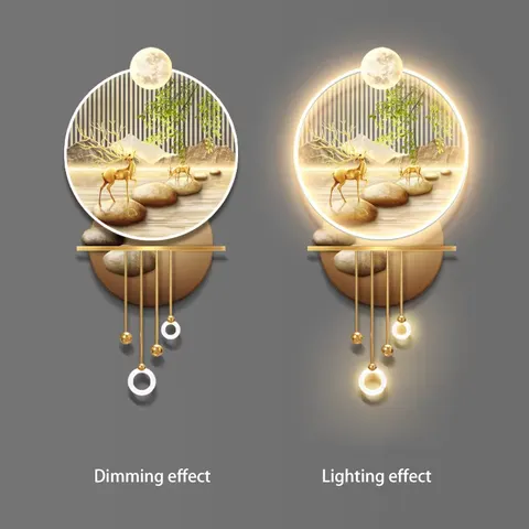 Factory Wholesale Customization Elk Art Home Furnishings Decorative Painting Metal Pendant Acrylic LED Painting