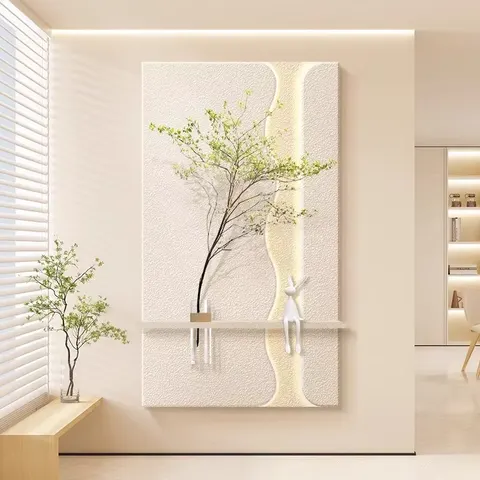 Factory Wholesale Customization Entrance Hall Sandstone Art Home Decor Painting Hydroponics Green Plants LED Paintings