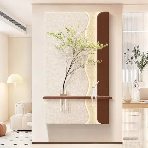 Factory Wholesale Customization Entrance Hall Sandstone Art Home Decor Painting Hydroponics Green Plants LED Paintings