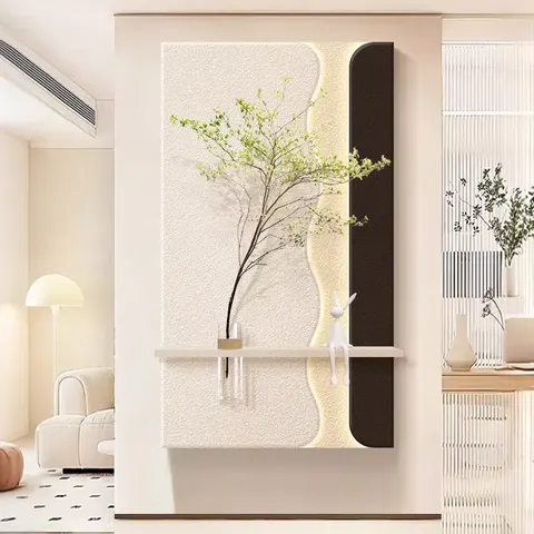 Factory Wholesale Customization Entrance Hall Sandstone Art Home Decor Painting Hydroponics Green Plants LED Paintings