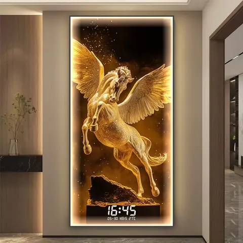 Factory Wholesale Customization Glowed LED Decor Paintings Living Room Background Wall Crystal Porcelain Painting