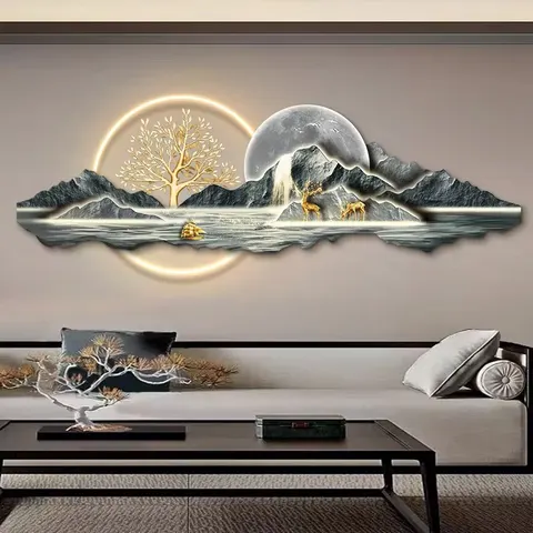 Factory Wholesale Customization LED Glowed Lighting Art Decor Painting Sofa Background Wall Acrylic LED Painting