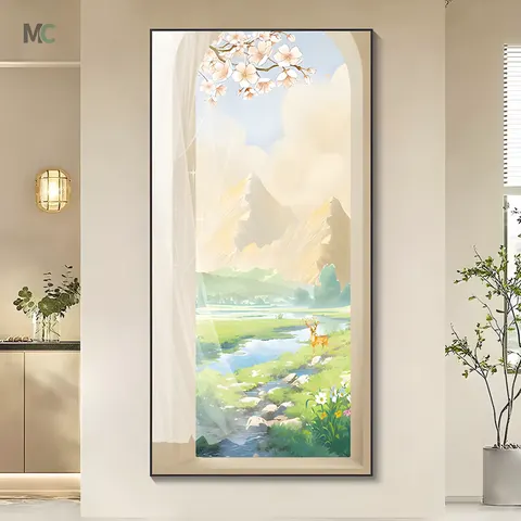 Factory Wholesale Customization "Little Freshness" Art Home Decor Painting Corridor Background Wall Crystal Porcelain Painting
