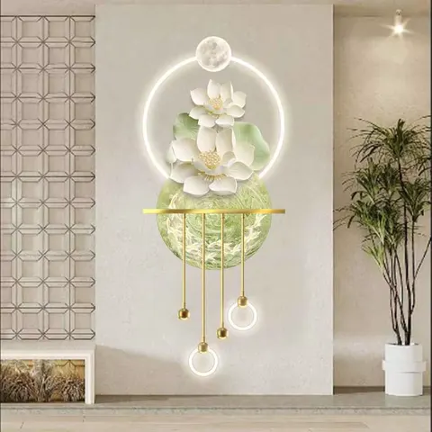Factory Wholesale Customization Lotus Acrylic LED Painting Metal Pendant Art Home Furnishings Decorative Paintings