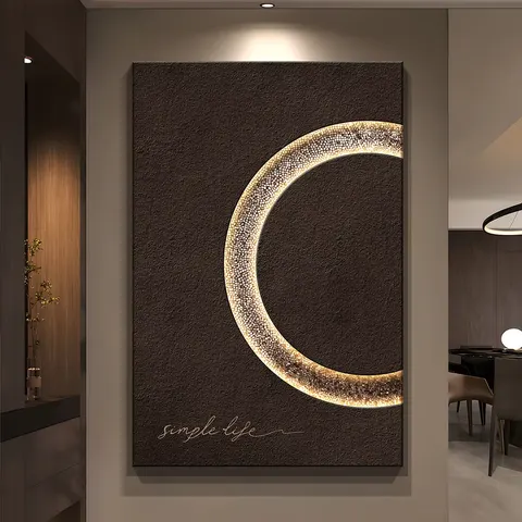 抽象 单幅 装饰画 轻奢风 玄关背景墙挂画 LED带灯画