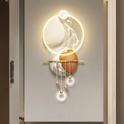 Factory Wholesale Customization Nine Fish Paintings Acrylic LED Painting Metal Pendant Art Home Decor Paintings