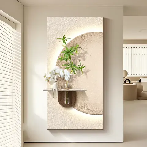 Factory Wholesale Customization Sandstone Fabric Art Home Decor Paintings Corridor Background Wall LED Painting