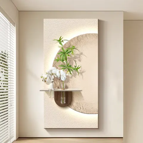 抽象 单幅 装饰画 现代简约 玄关背景墙挂画 LED带灯画