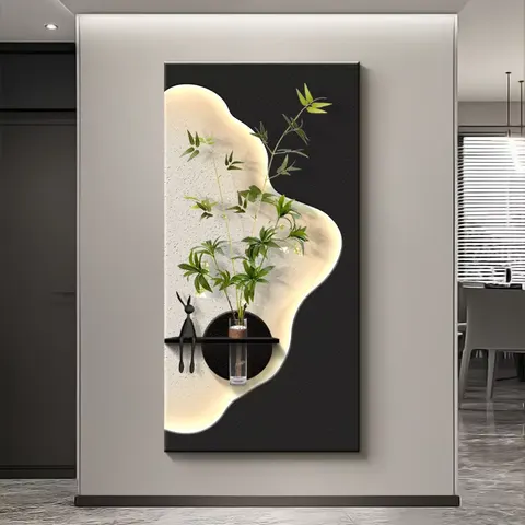 Factory Wholesale Customization Sandstone Fabric Art Home Decor Paintings Corridor Background Wall LED Painting