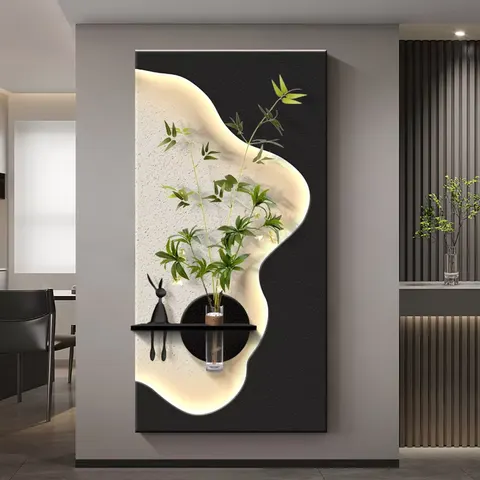 Factory Wholesale Customization Sandstone Fabric Art Home Decor Paintings Corridor Background Wall LED Painting