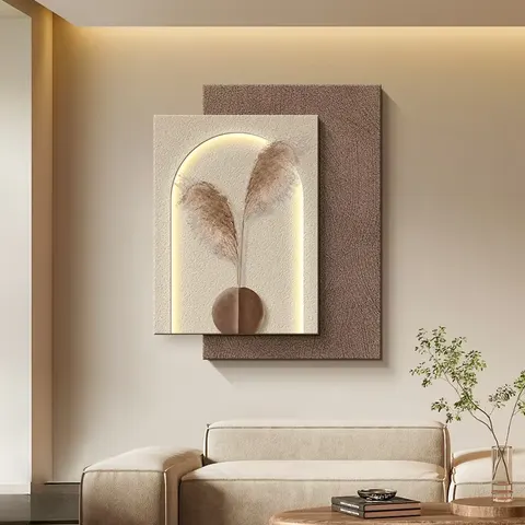 Factory Wholesale Customization Simple Style Sandstone Art Home Decor Painting Sofa Background Wall Glowed LED Painting