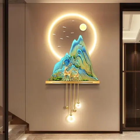 抽象 单幅 装饰画 现代简约 客厅背景墙挂画 LED带灯画