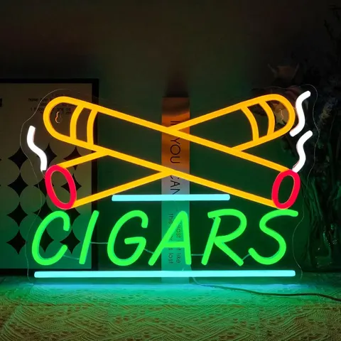 Factory Wholesale Customization USB Cigar Smoke Shape Neon Lights Art Decor Wall Acrylic LED Painting