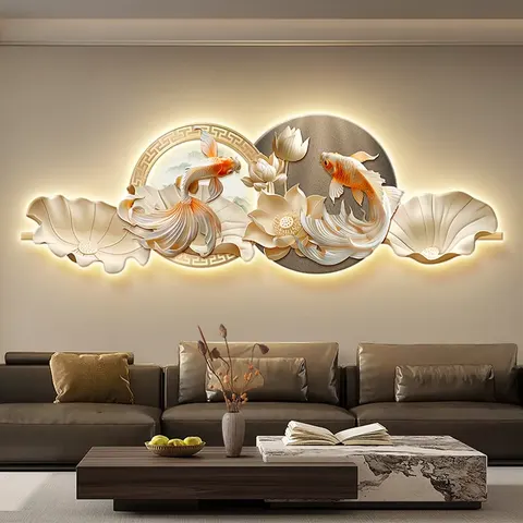 Factory Wholesale Customization UV Engraving Crystal Porcelain Painting Sofa Background Wall Glowed LED Paintings