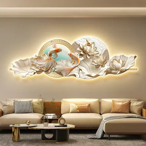 抽象 单幅 装饰画 现代简约 客厅背景墙挂画 LED带灯画