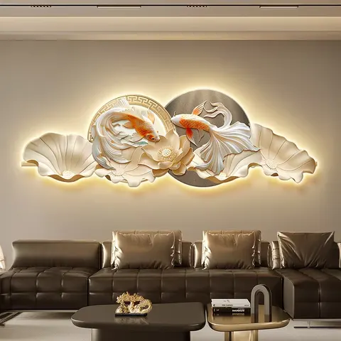 抽象 单幅 装饰画 现代简约 客厅背景墙挂画 LED带灯画
