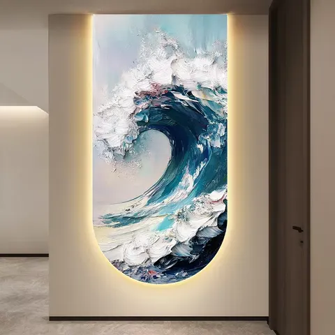 海浪 单幅 装饰画 现代简约 玄关背景墙挂画 晶瓷画