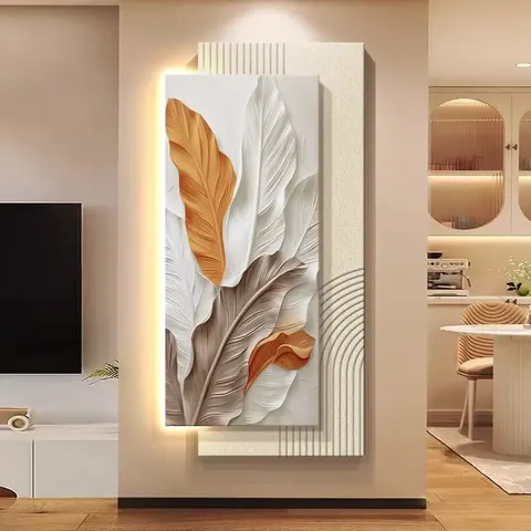Factory Wholesale Customized Living Room LED Light Glowed Art Decor Painting Living Room 3D Sandstone and Crystal Painting